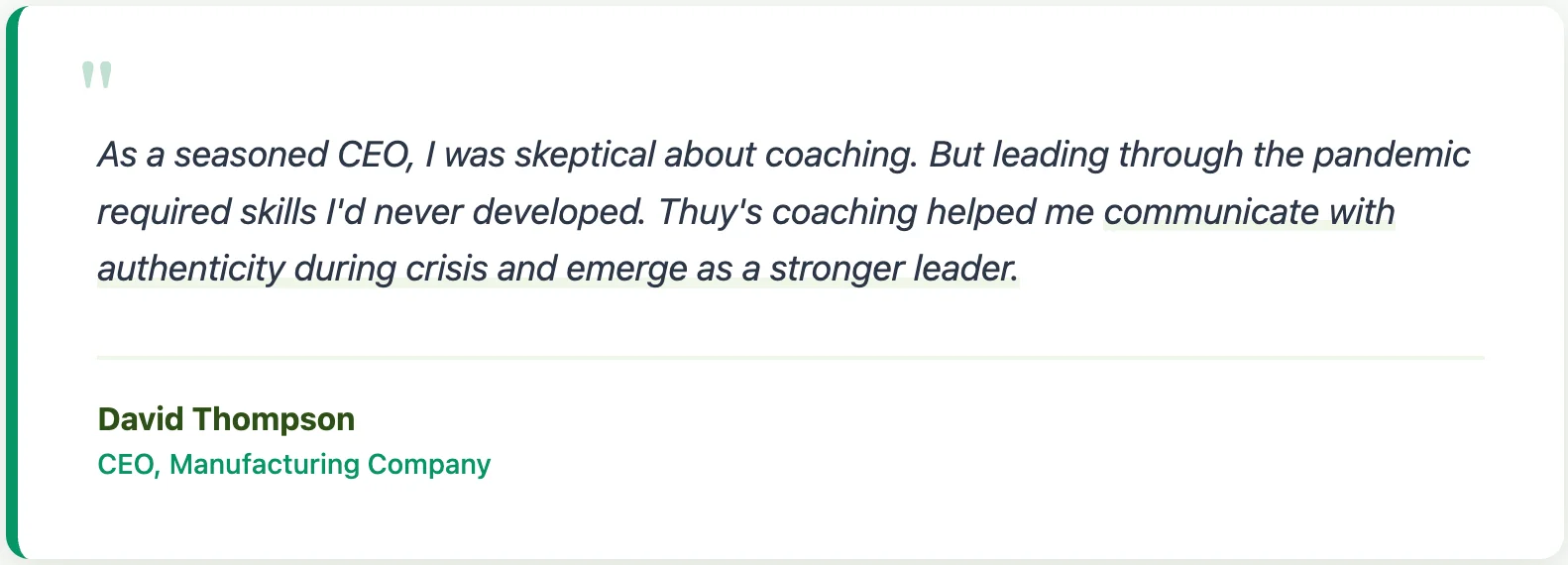 David Thompson Executive Coaching Review Quote